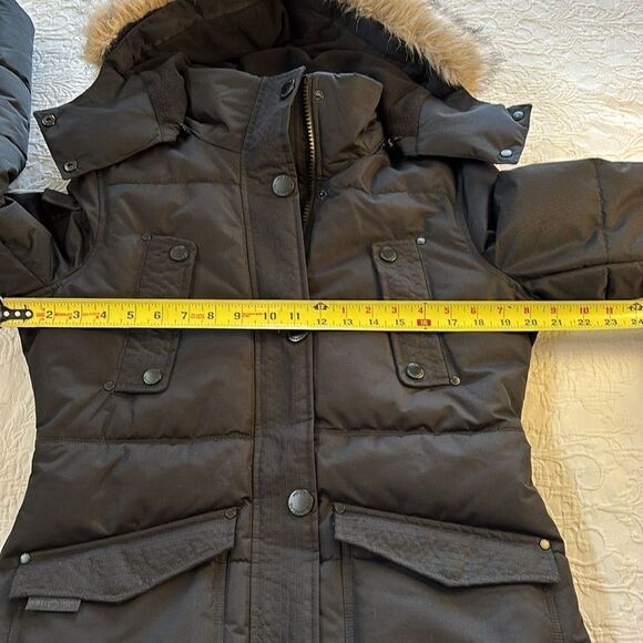 Noize Astrid Mid Length Black Parka Jacket Faux Fur Hood Coat Size Small - Picture 10 of 15